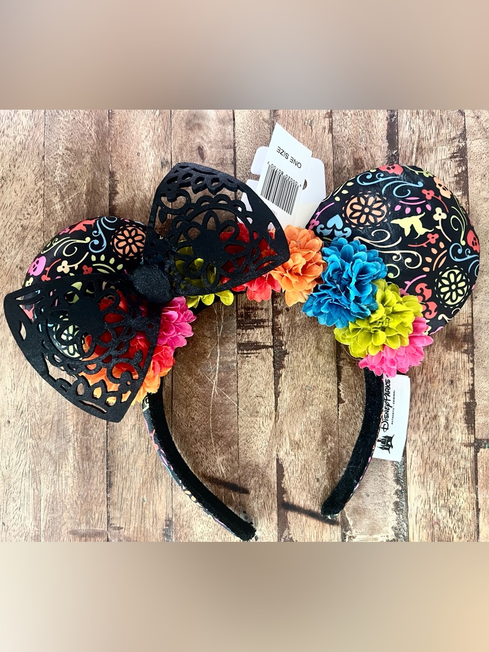 Disney Parks Coco Dia de los Muertos Floral Sugar Skull Mouse Ears Headband NWT